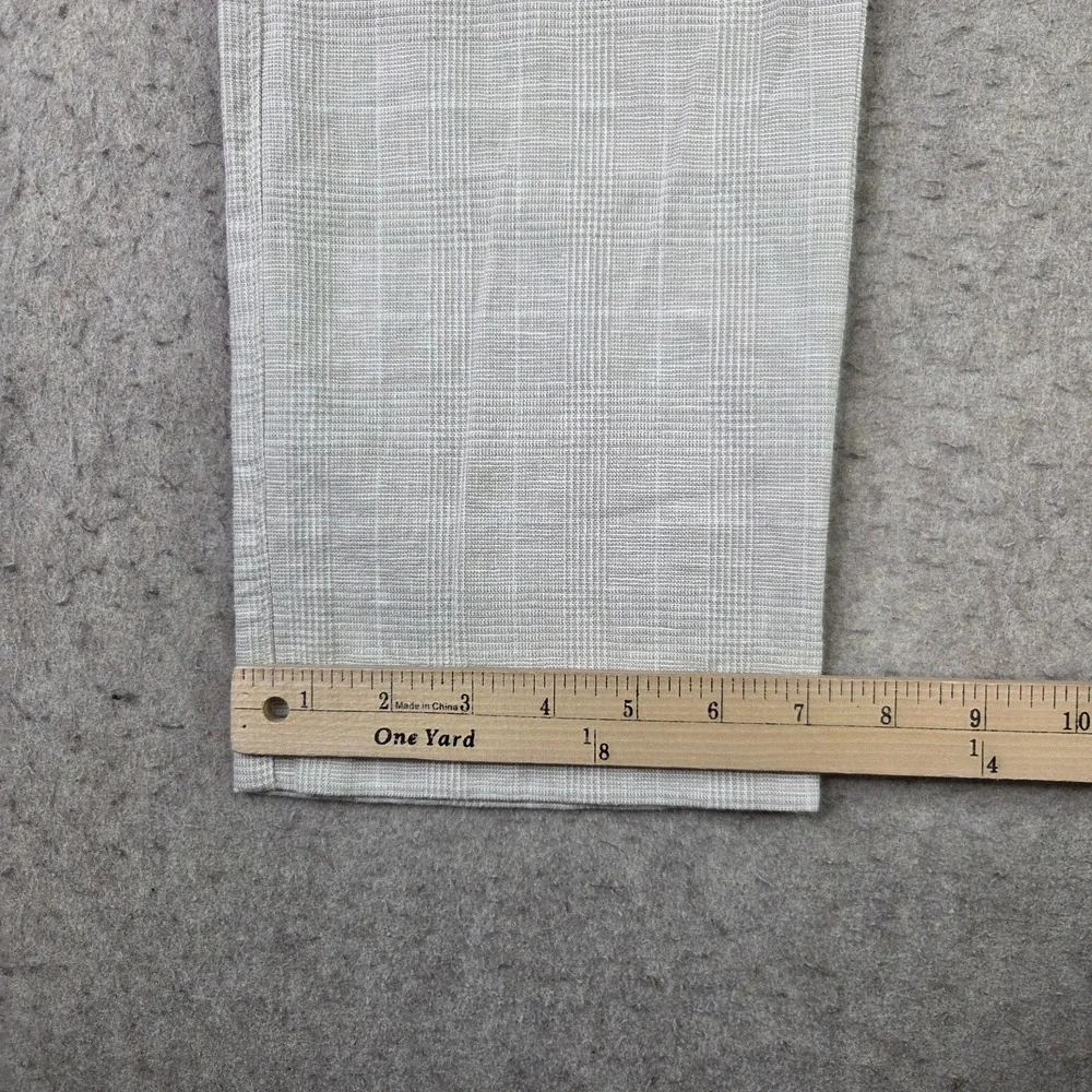J Crew Linen Blend Pants Mens 30x30 Tan Plaid Flat Front Lightweight